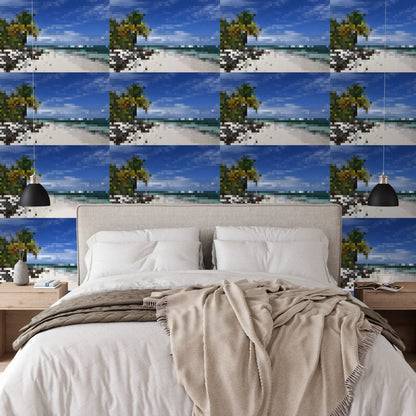 Wallpaper - Remote Mona Island beach Pattern - Puerto Rico - Easy Peel & Stick Multiple Sizes - Green Forest Home