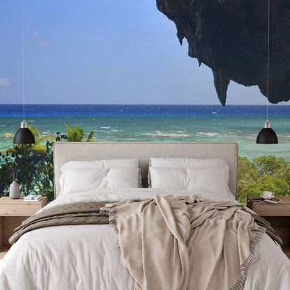 Wallpaper - Remote Mona Island Caves - Puerto Rico - Easy Peel & Stick - Multiple Sizes - Green Forest Home