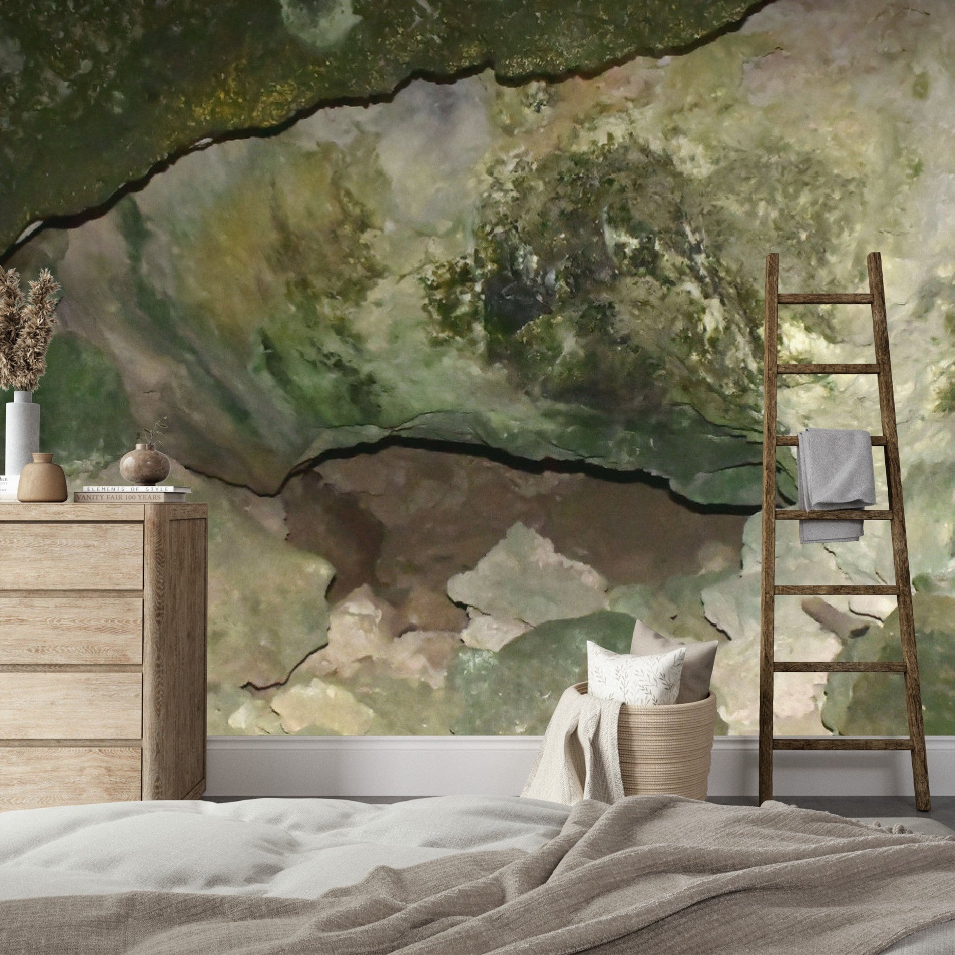 Wallpaper - Remote Mona Island Caves - Puerto Rico - Easy Peel & Stick - Multiple Sizes - Green Forest Home