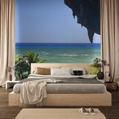 Wallpaper - Remote Mona Island Caves - Puerto Rico - Easy Peel & Stick - Multiple Sizes - Green Forest Home