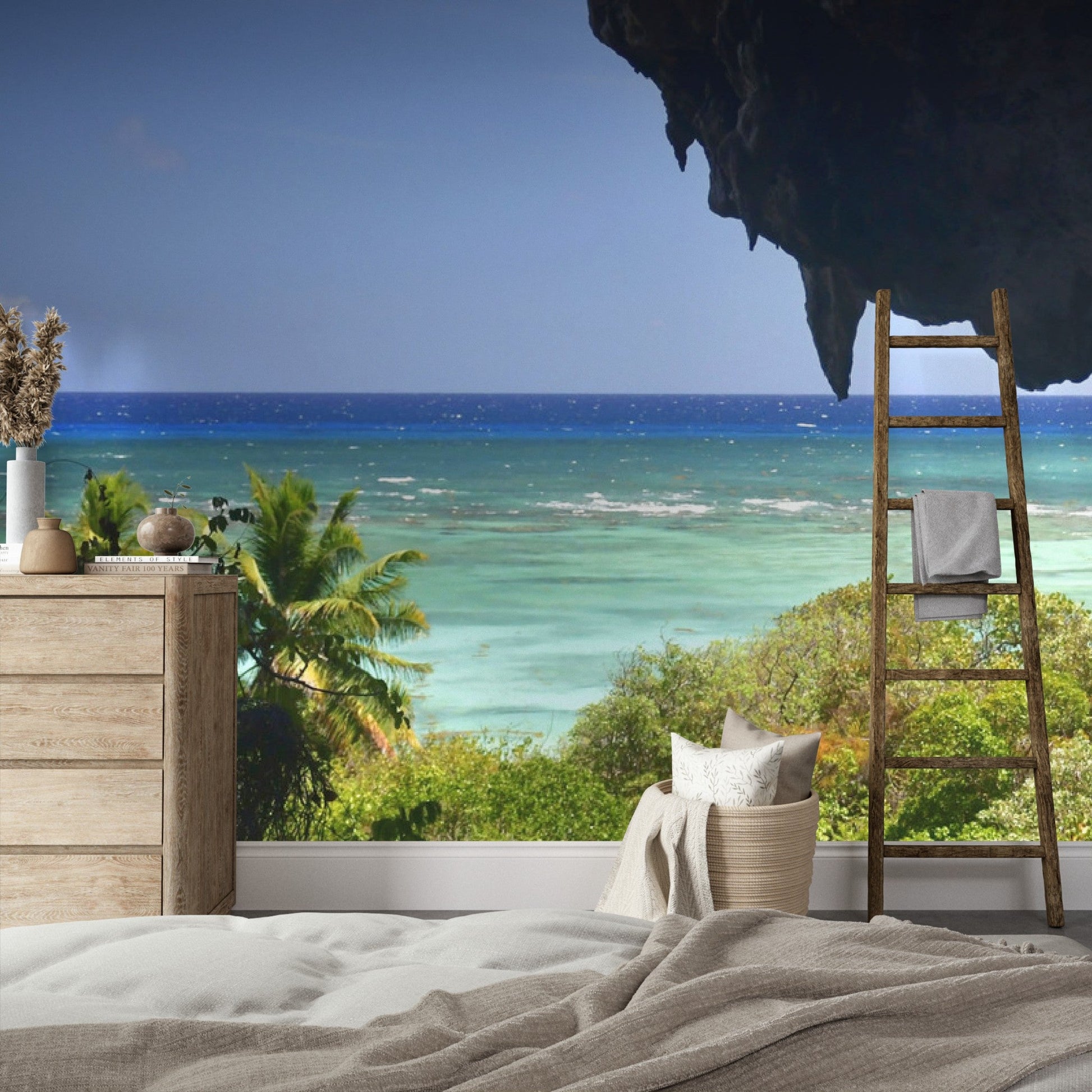 Wallpaper - Remote Mona Island Caves - Puerto Rico - Easy Peel & Stick - Multiple Sizes - Green Forest Home