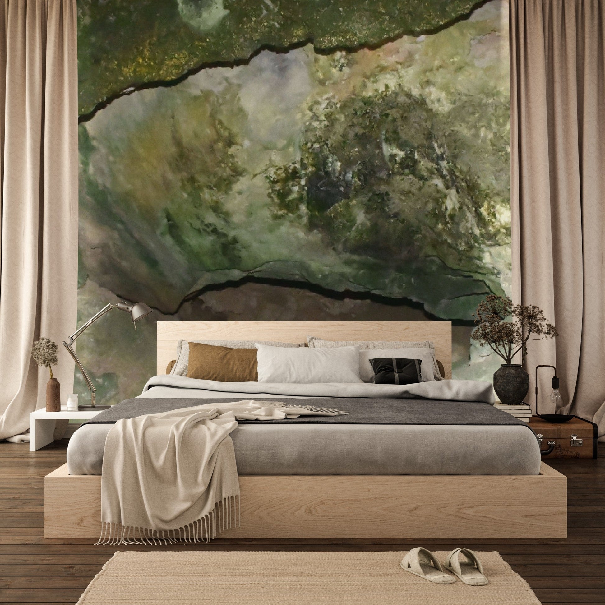 Wallpaper - Remote Mona Island Caves - Puerto Rico - Easy Peel & Stick - Multiple Sizes - Green Forest Home