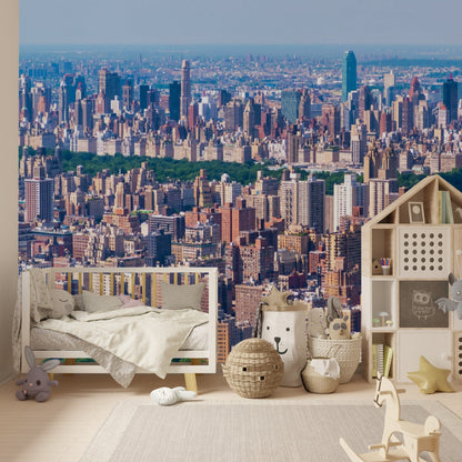 Wallpaper - The Awesome New York City and Central Park - Aerial View - Easy Peel & Stick - Green Forest Home