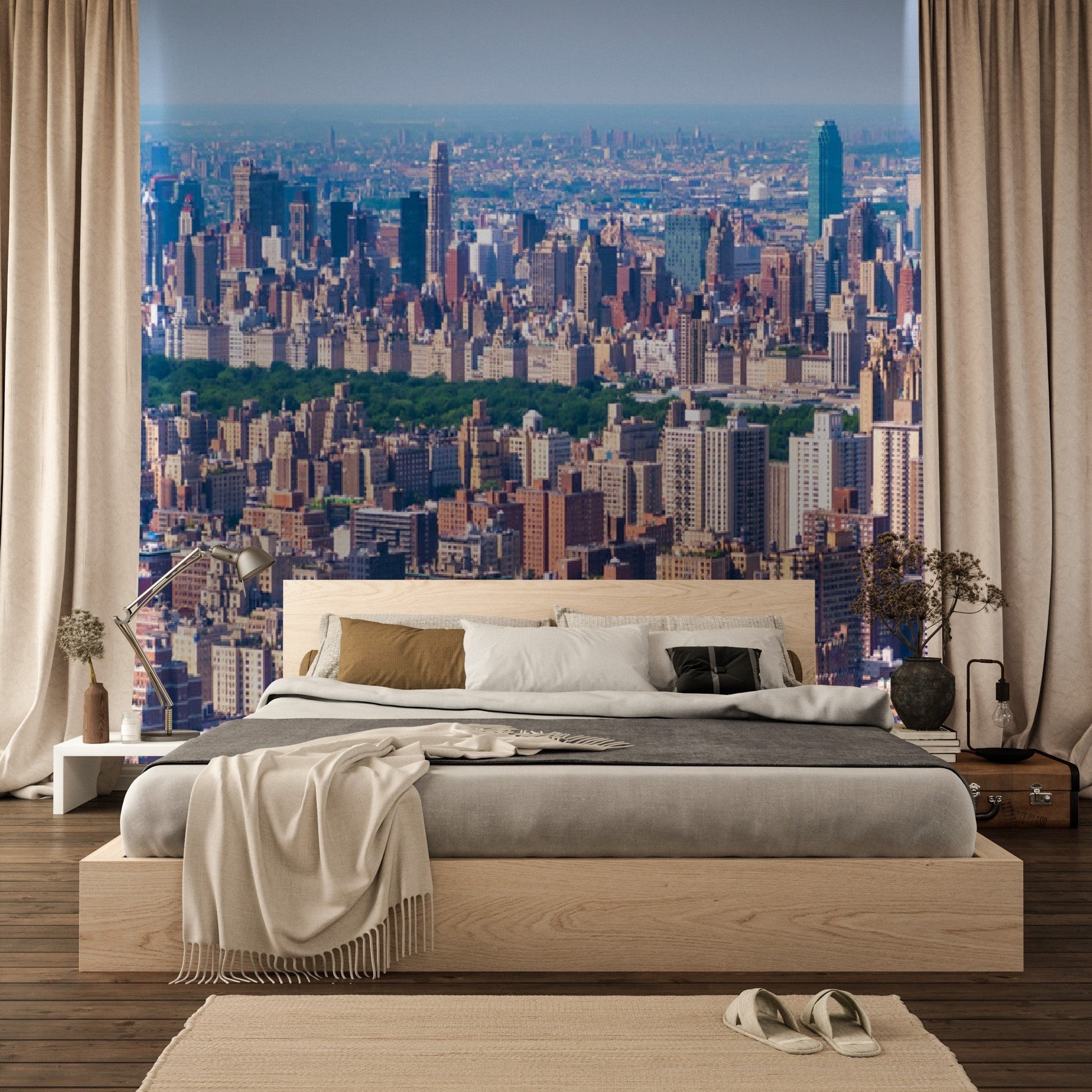 Wallpaper - The Awesome New York City and Central Park - Aerial View - Easy Peel & Stick - Green Forest Home