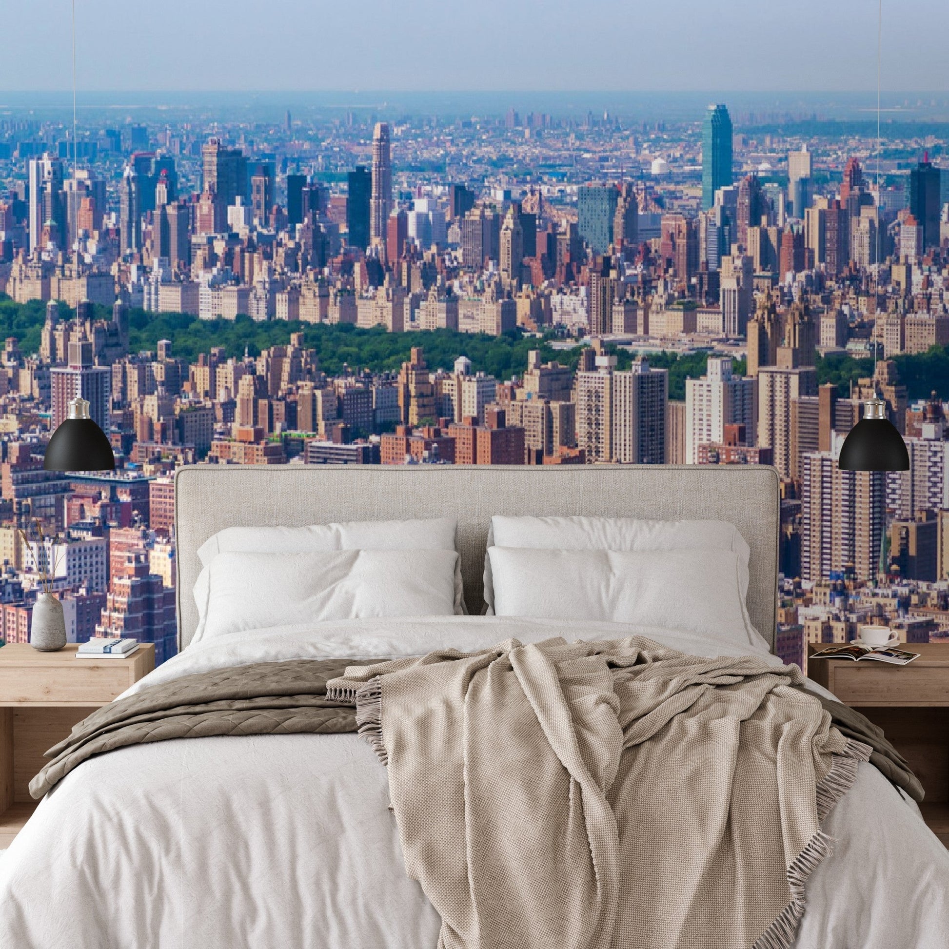Wallpaper - The Awesome New York City and Central Park - Aerial View - Easy Peel & Stick - Green Forest Home