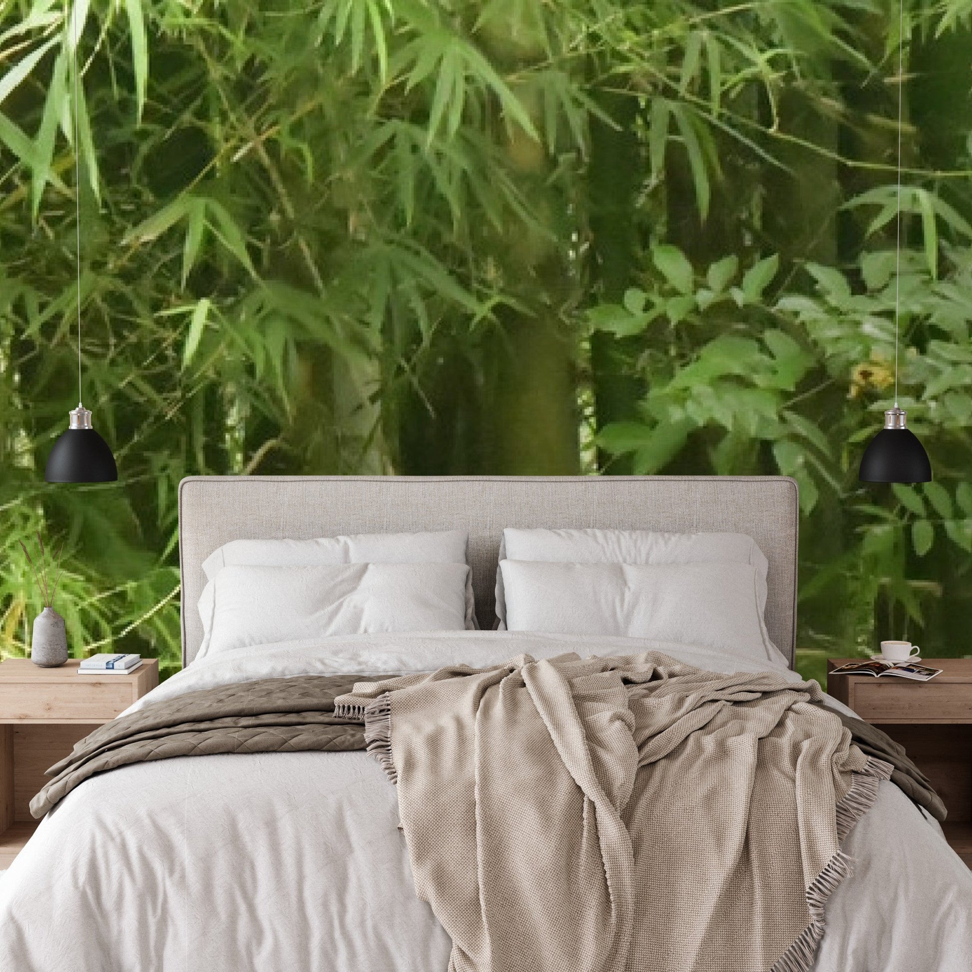 Wallpaper - Tropical Bamboo El Yunque Rainforest Puerto Rico - Multiple Sizes - Easy Peel & Stick - Green Forest Home