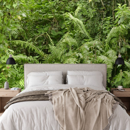 Wallpaper - Tropical Ferns and Foliage - Multiple Sizes - El Yunque Rainforest Puerto Rico - Easy Peel & Stick - Green Forest Home
