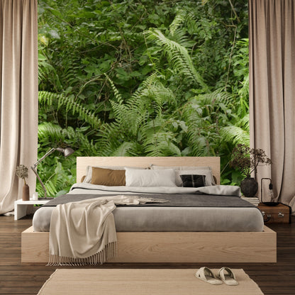 Wallpaper - Tropical Ferns and Foliage - Multiple Sizes - El Yunque Rainforest Puerto Rico - Easy Peel & Stick - Green Forest Home