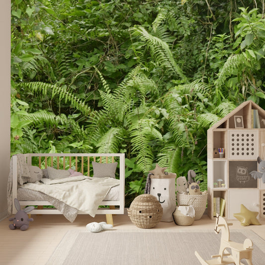 Wallpaper - Tropical Ferns and Foliage - Multiple Sizes - El Yunque Rainforest Puerto Rico - Easy Peel & Stick - Green Forest Home