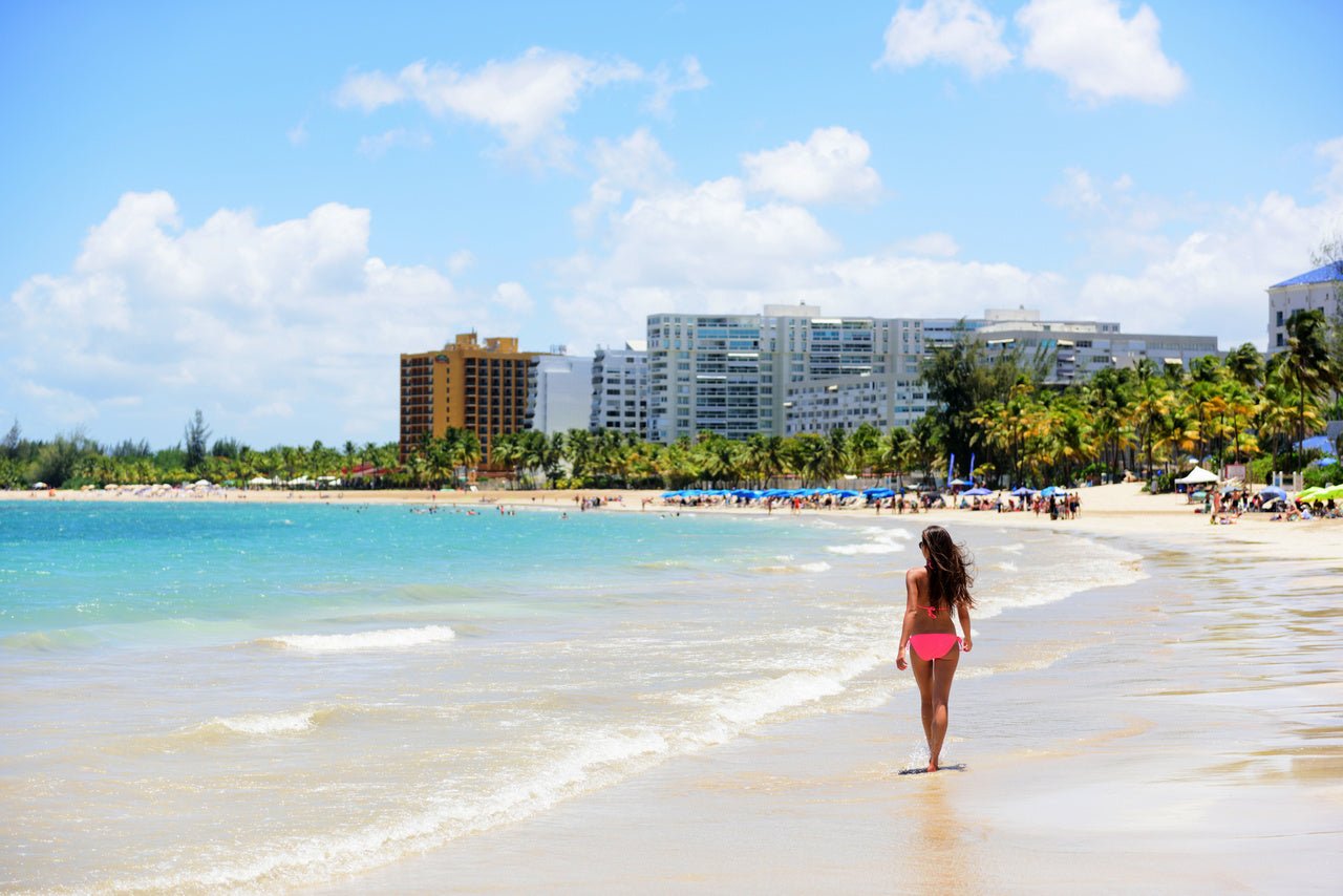 Wallpaper - Tropical Isla Verde resort beach in Puerto Rico - Easy Peel & Stick - Green Forest Home