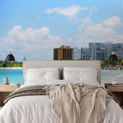 Wallpaper - Tropical Isla Verde resort beach in Puerto Rico - Easy Peel & Stick - Green Forest Home