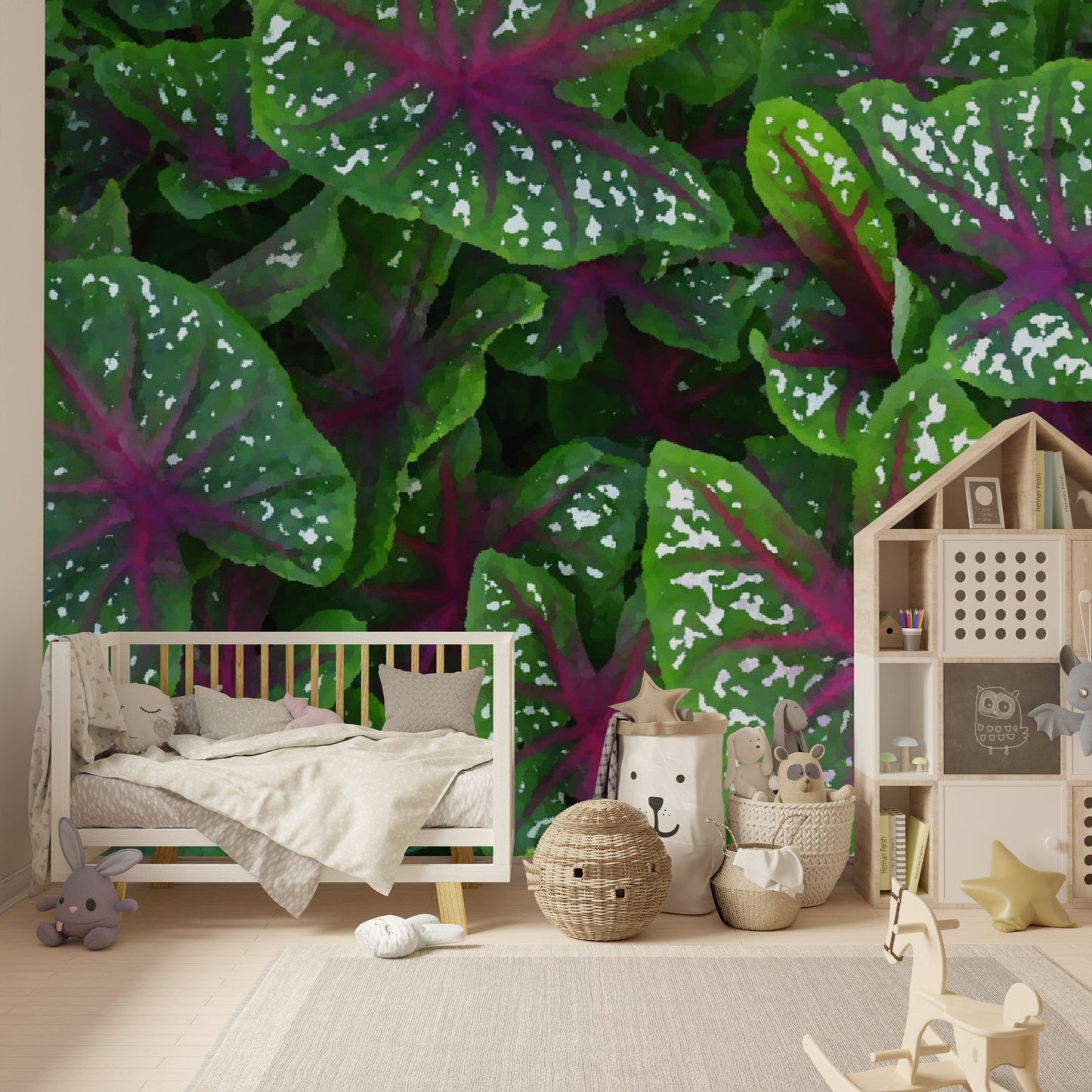 Wallpaper - Tropical Plants in Isabela Puerto Rico - painting effect - Green Forest Home