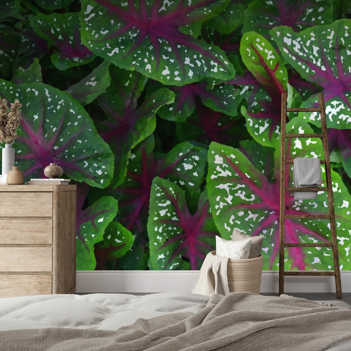Wallpaper - Tropical Plants in Isabela Puerto Rico - painting effect - Green Forest Home