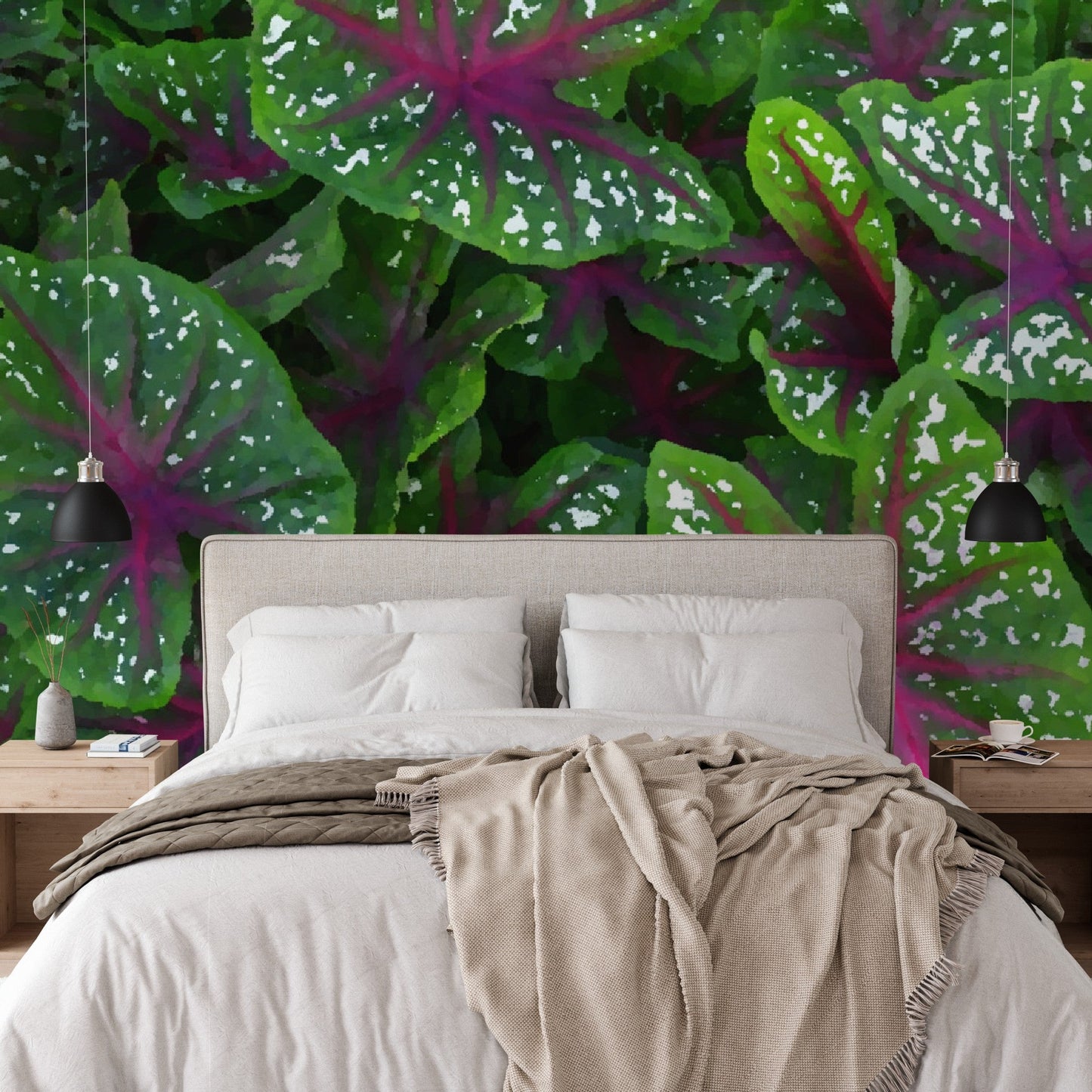 Wallpaper - Tropical Plants in Isabela Puerto Rico - painting effect - Green Forest Home