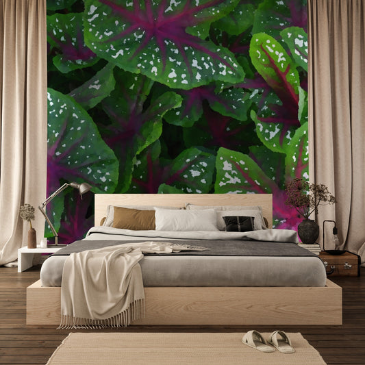 Wallpaper - Tropical Plants in Isabela Puerto Rico - painting effect - Green Forest Home
