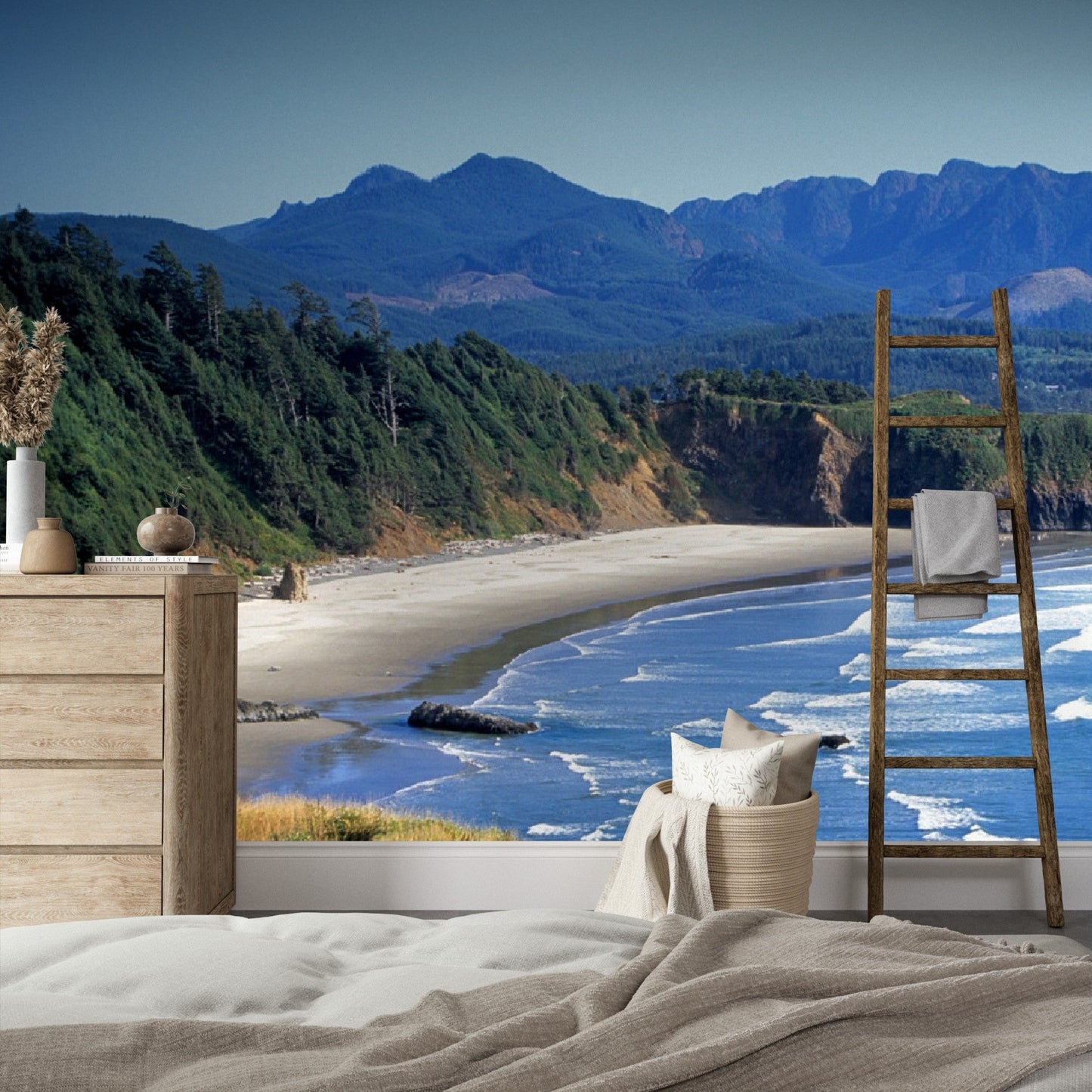 Wallpaper - USA Ecola State Park, Pacific Ocean landscape near Cannon Beach, Oregon USA - Easy Peel & Stick - Green Forest Home