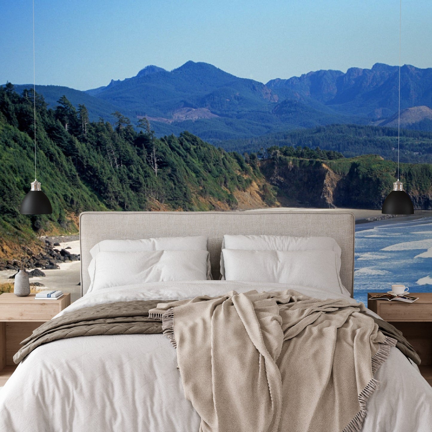 Wallpaper - USA Ecola State Park, Pacific Ocean landscape near Cannon Beach, Oregon USA - Easy Peel & Stick - Green Forest Home