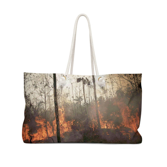 Weekender Bag - Keeling curve proof of Global Warming due to unprecedented CO2 growth in atmosphere, and Amazon forest burning. - Green Forest Home