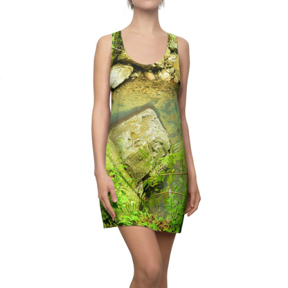 Women's Cut & Sew Racerback Dress - Beautifu La Mina River pond - El Yunque rainforest PR - Green Forest Home