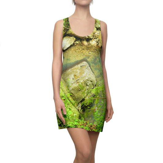 Women's Cut & Sew Racerback Dress - Beautifu La Mina River pond - El Yunque rainforest PR - Green Forest Home