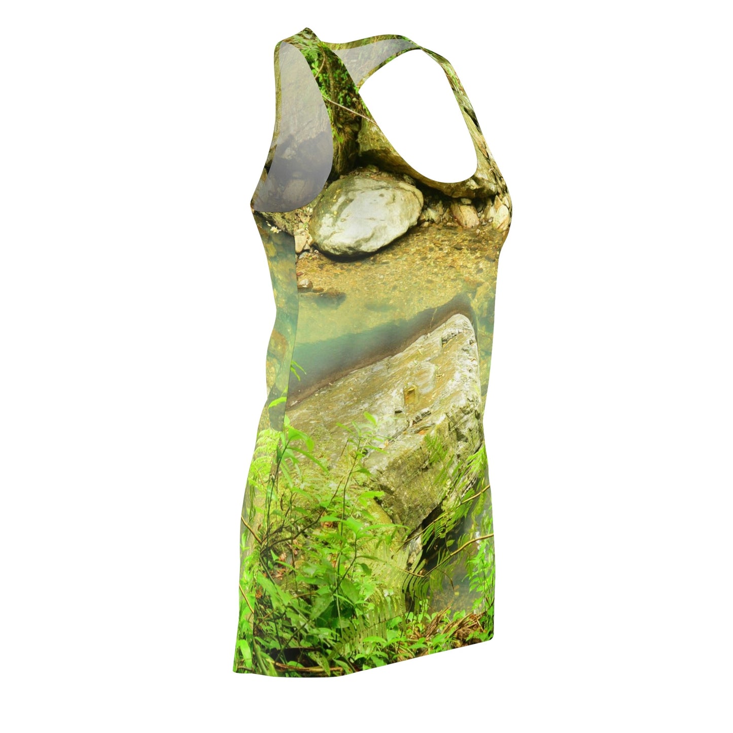 Women's Cut & Sew Racerback Dress - Beautifu La Mina River pond - El Yunque rainforest PR - Green Forest Home
