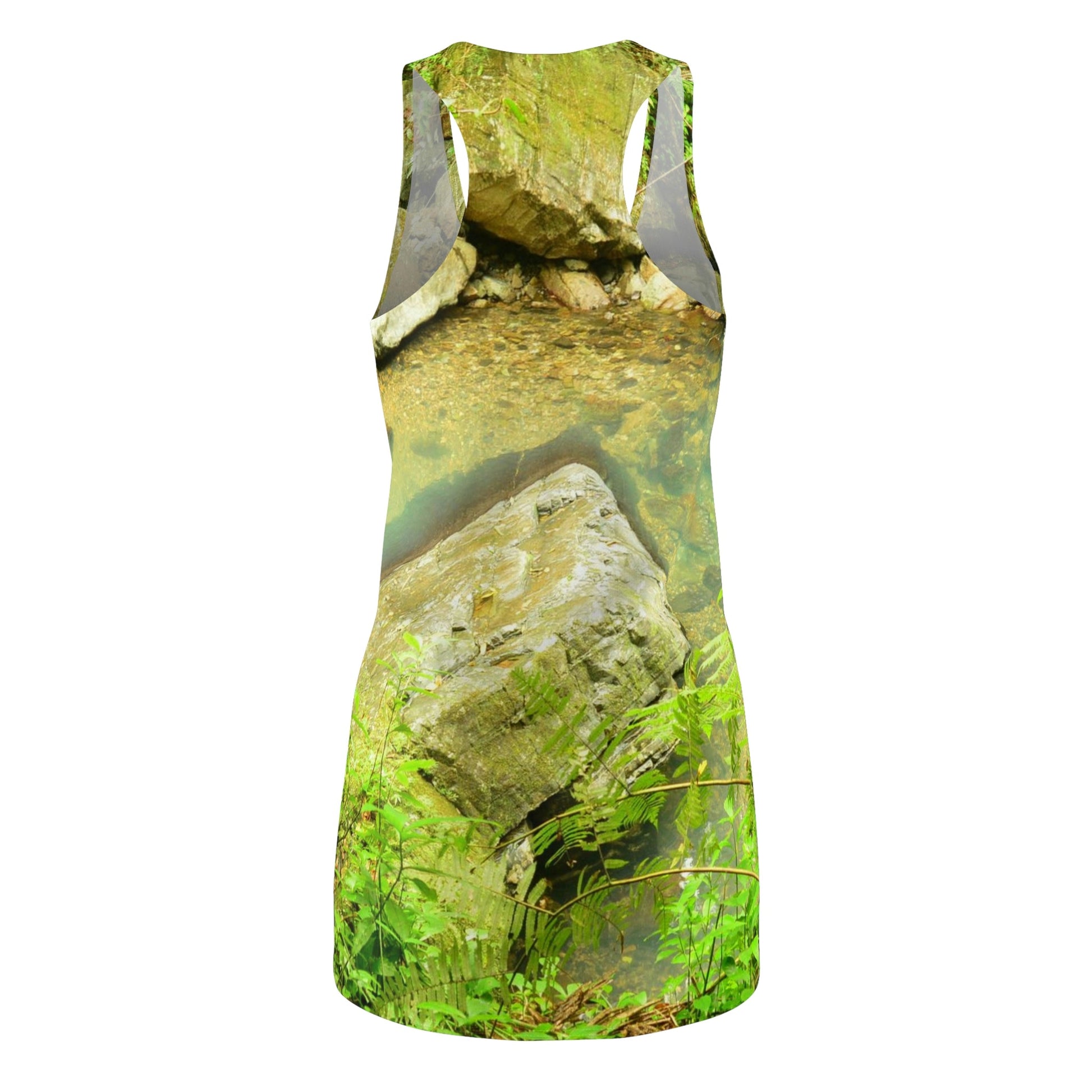 Women's Cut & Sew Racerback Dress - Beautifu La Mina River pond - El Yunque rainforest PR - Green Forest Home