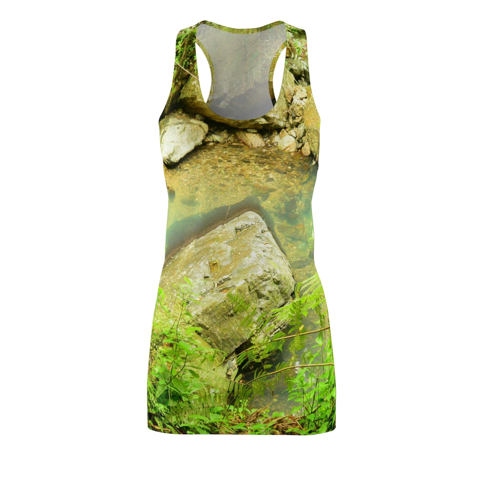 Women's Cut & Sew Racerback Dress - Beautifu La Mina River pond - El Yunque rainforest PR - Green Forest Home